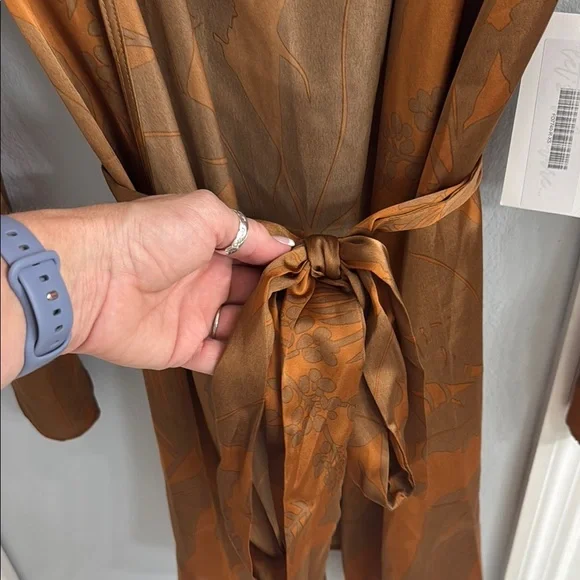 12th Tribe Brown Satin Robe Luxurious Wrap - Picture 3 of 8